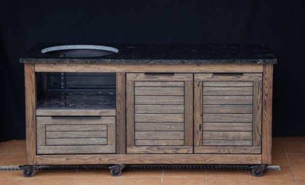 Kamado stalas "Solid Oak - Black-S"